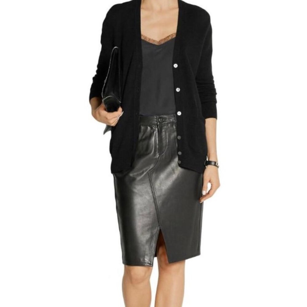 Rag & Bone Tampa Leather A Line Pencil Skirt